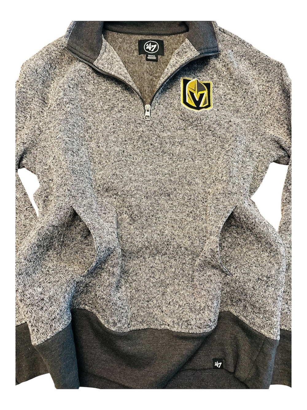 NHL 47 Vegas Golden Knights Gray and Gold Quarter-Zip Sweater Mens Small - Picture 3 of 10